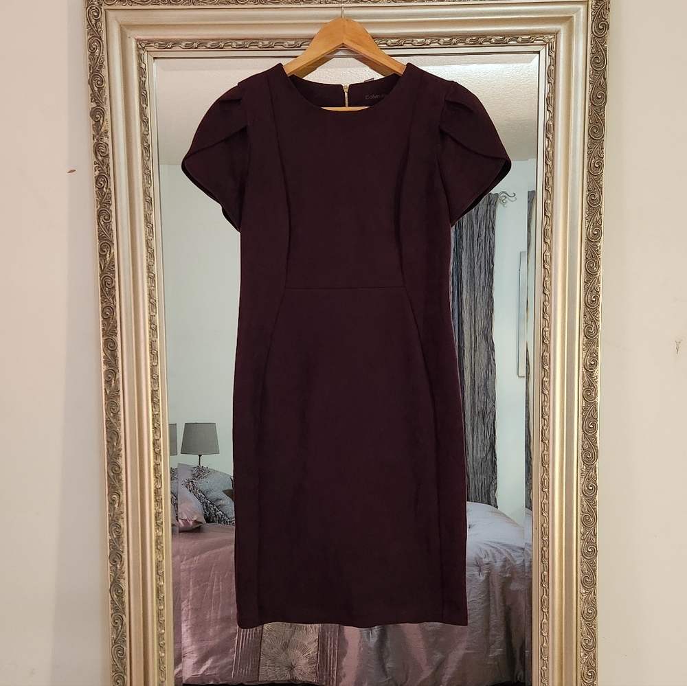 Calvin Klein Classic Midi Dress In Deep Purple